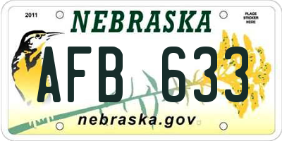 NE license plate AFB633
