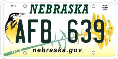NE license plate AFB639