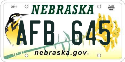 NE license plate AFB645
