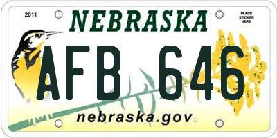 NE license plate AFB646