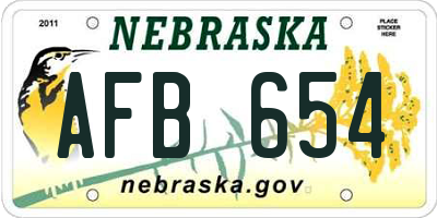 NE license plate AFB654