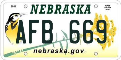 NE license plate AFB669