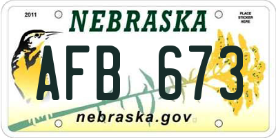 NE license plate AFB673