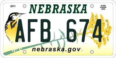 NE license plate AFB674