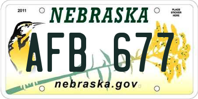 NE license plate AFB677