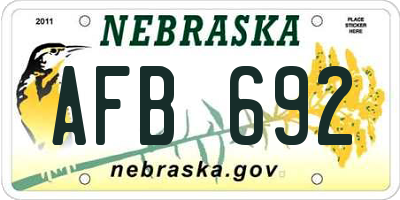 NE license plate AFB692