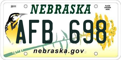NE license plate AFB698