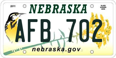 NE license plate AFB702