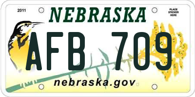NE license plate AFB709