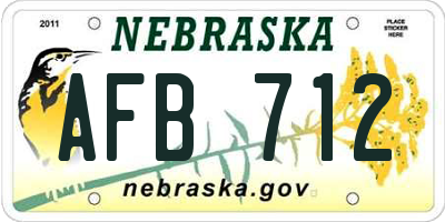 NE license plate AFB712