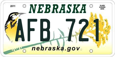 NE license plate AFB721
