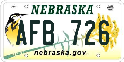 NE license plate AFB726