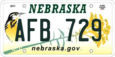 NE license plate AFB729