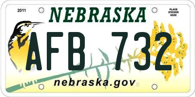 NE license plate AFB732