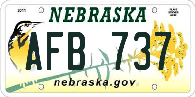 NE license plate AFB737