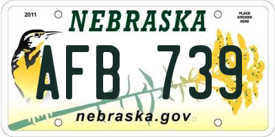 NE license plate AFB739