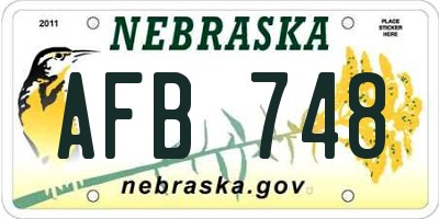 NE license plate AFB748