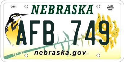 NE license plate AFB749
