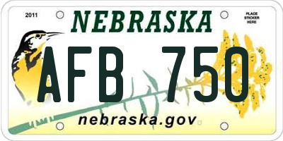 NE license plate AFB750