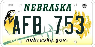 NE license plate AFB753