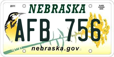 NE license plate AFB756