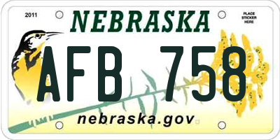 NE license plate AFB758