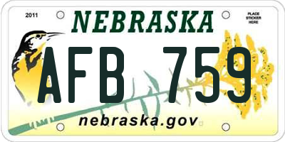 NE license plate AFB759