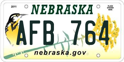 NE license plate AFB764