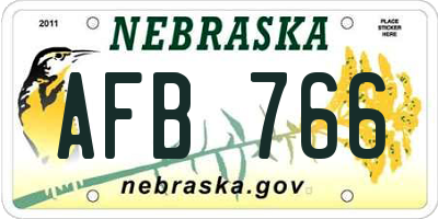 NE license plate AFB766