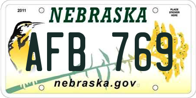 NE license plate AFB769