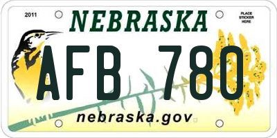 NE license plate AFB780