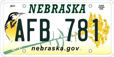 NE license plate AFB781