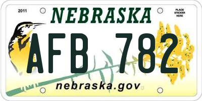 NE license plate AFB782