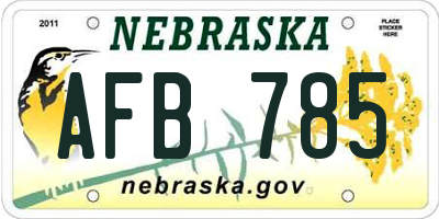NE license plate AFB785