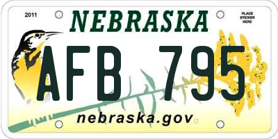 NE license plate AFB795