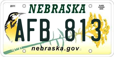 NE license plate AFB813