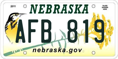 NE license plate AFB819