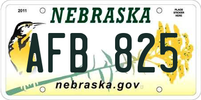 NE license plate AFB825
