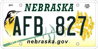 NE license plate AFB827