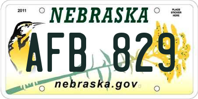 NE license plate AFB829
