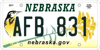 NE license plate AFB831