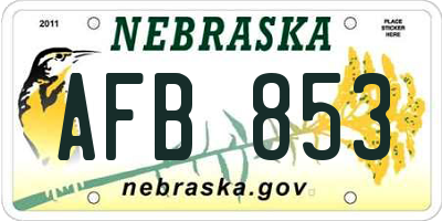 NE license plate AFB853