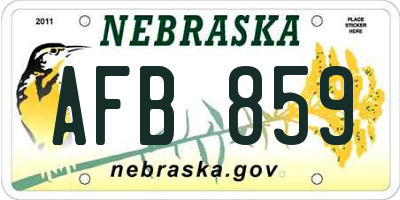NE license plate AFB859