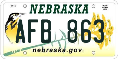 NE license plate AFB863