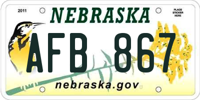 NE license plate AFB867