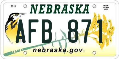 NE license plate AFB871