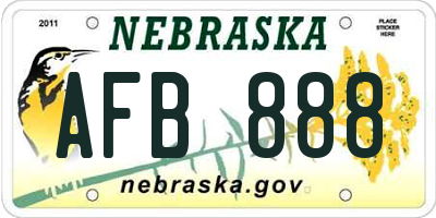 NE license plate AFB888