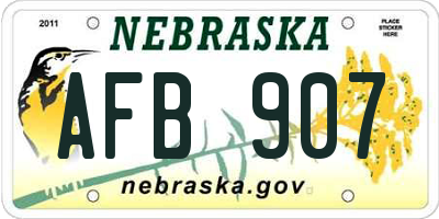NE license plate AFB907