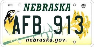 NE license plate AFB913