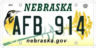 NE license plate AFB914